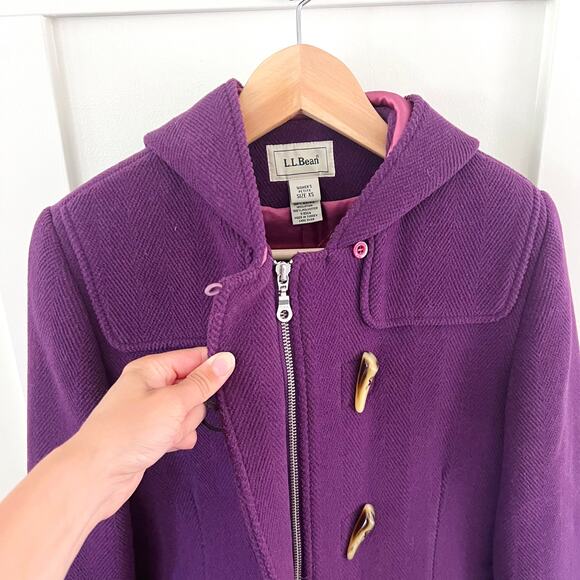 L.L. Bean Purple Wool Zip Toggle Coat Women's Size XS Petite - Picture 7 of 10